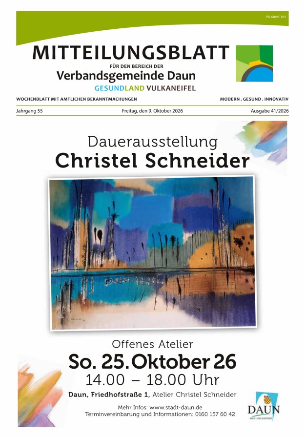 Mitteilungsblatt VG Daun Titelblatt 41/2026