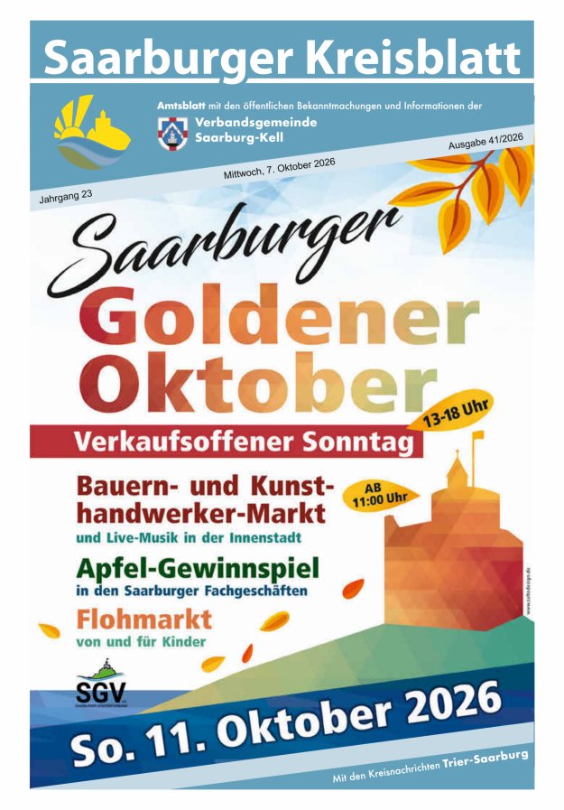 Saarburger Kreisblatt Titelblatt 41/2026