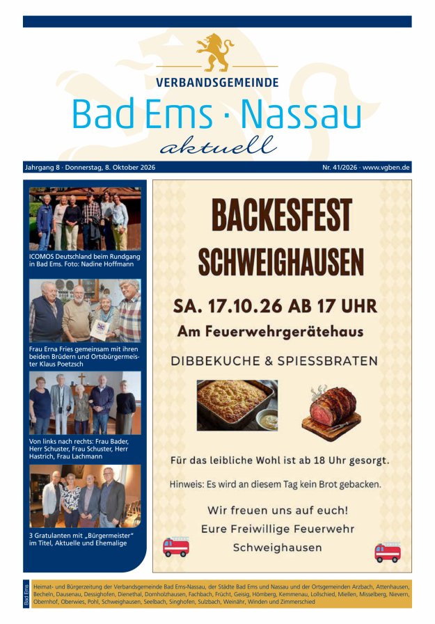 Bad Ems-Nassau aktuell Ausgabe Bad Ems Titelblatt 41/2026