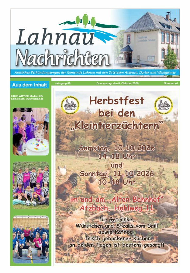 Lahnau Nachrichten Titelblatt 41/2026