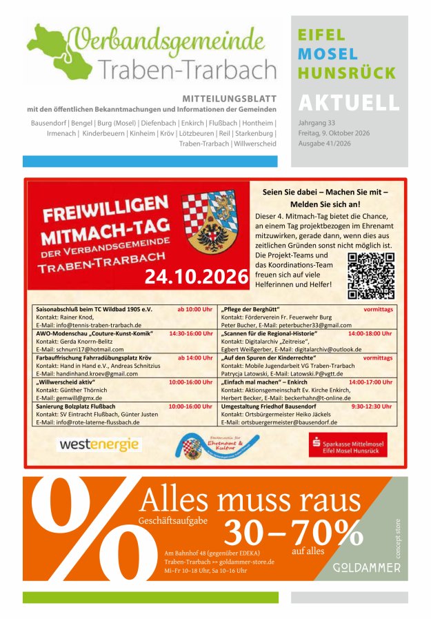 Eifel-Mosel-Hunsrück aktuell VG Traben-Trarbach Titelblatt 41/2026