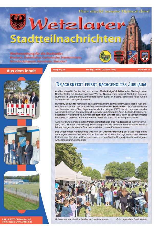 Wetzlarer Stadtteilnachrichten Titelblatt 41/2026
