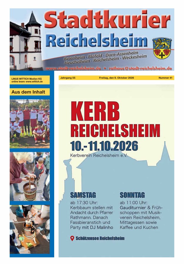Stadtkurier Reichelsheim Titelblatt 41/2026
