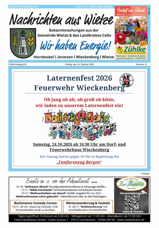 Nachrichten aus Wietze Titelblatt 21/2026