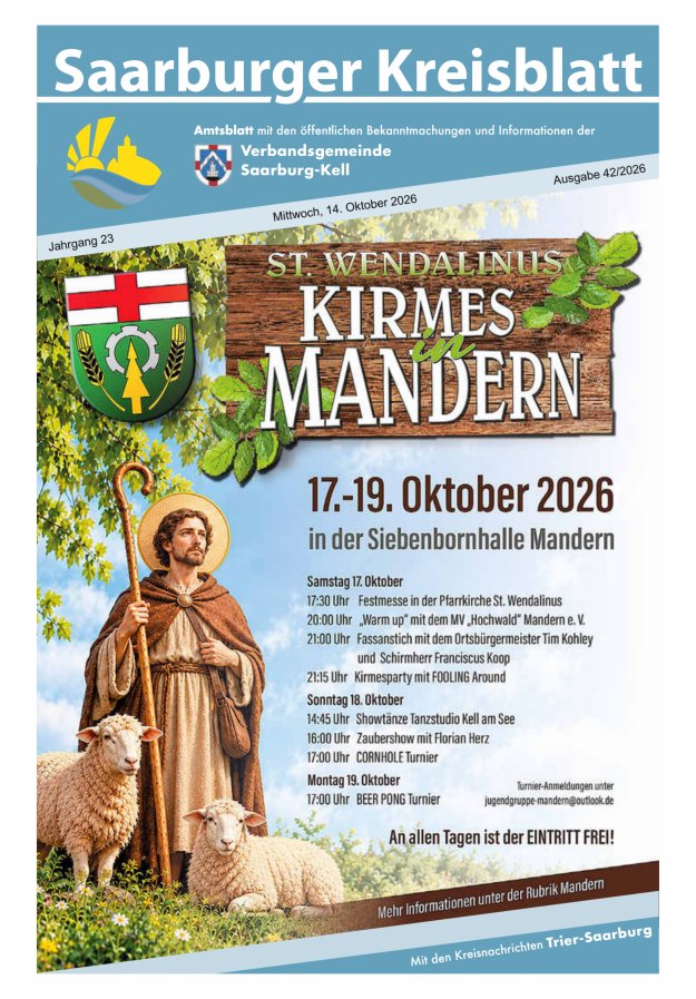 Saarburger Kreisblatt Titelblatt 42/2026