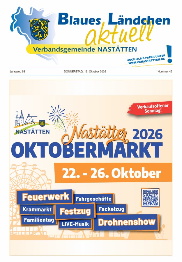 Blaues Ländchen aktuell - Heimat- u Bürgerzeitung VG Nastätten Titelblatt 42/2026