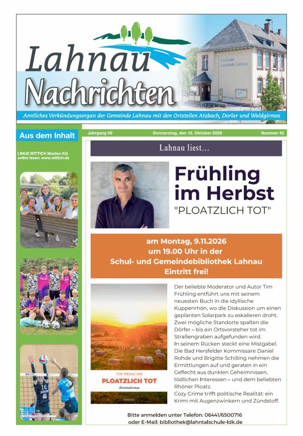 Lahnau Nachrichten Titelblatt 42/2026