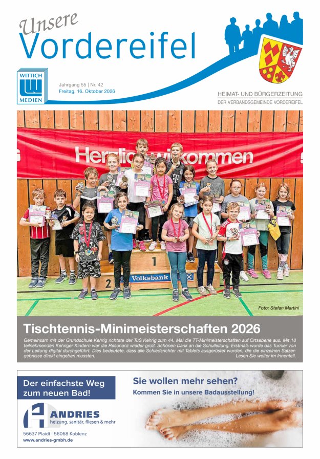 Mitteilungsblatt Vordereifel - Heimat- u Bürgerzeitung der VG Vordereifel Titelblatt 42/2026