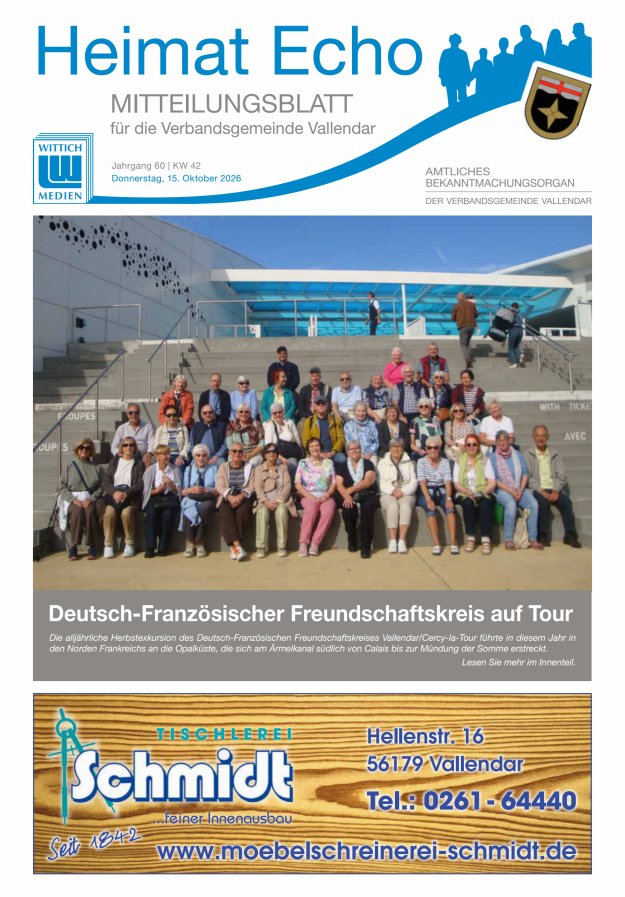 Heimat-Echo - Heimat- und Bürgerzeitung Verbandsgemeinde Vallendar Titelblatt 42/2026