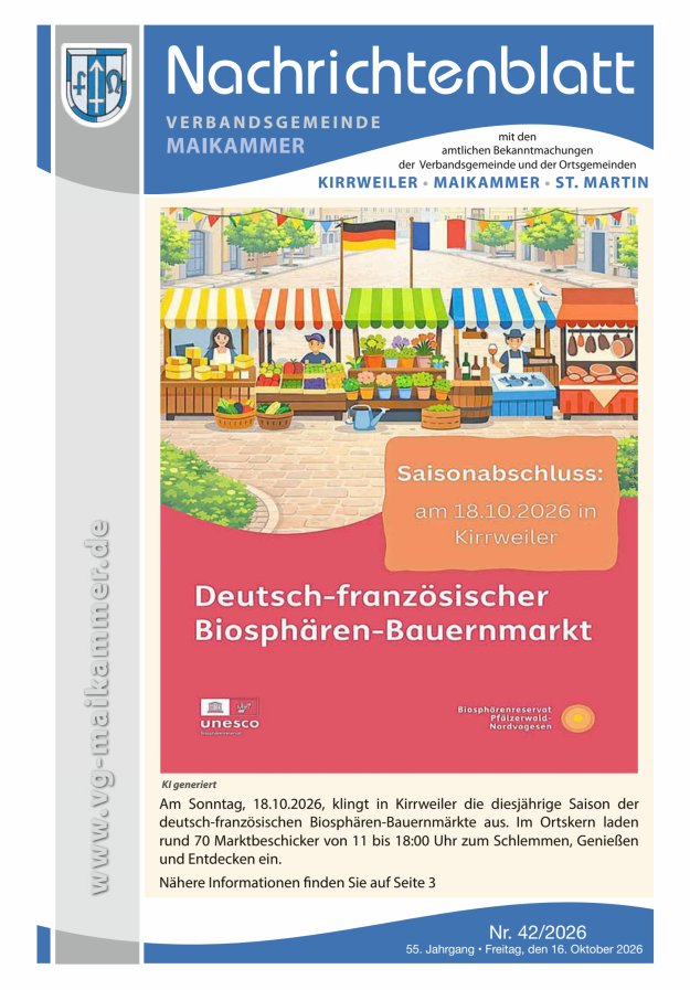 Nachrichtenblatt VG Maikammer Titelblatt 42/2026