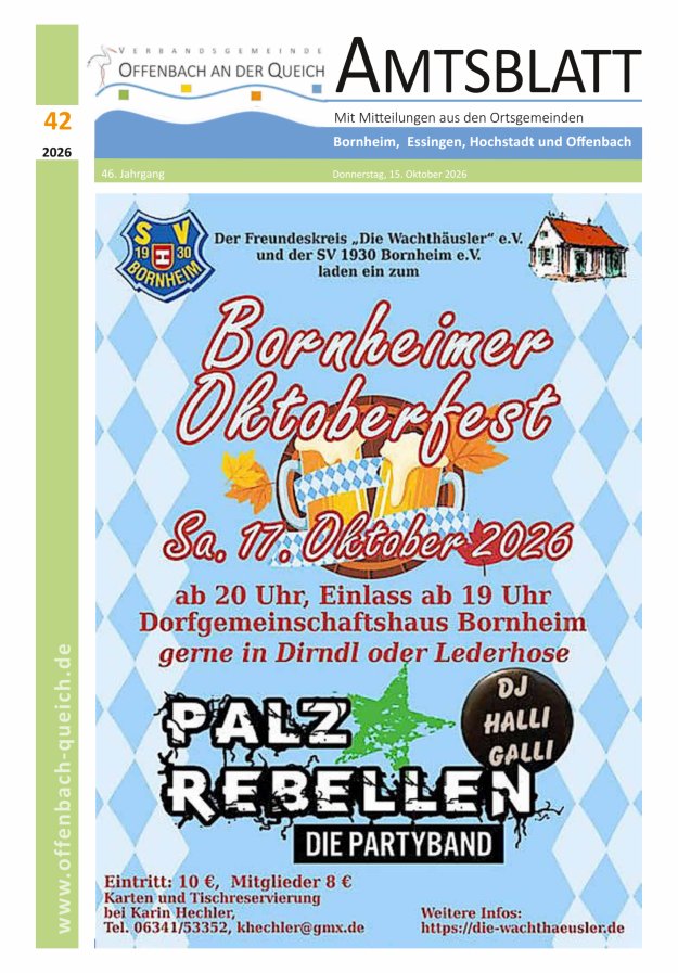 Amtsblatt VG Offenbach an der Queich Titelblatt 42/2026