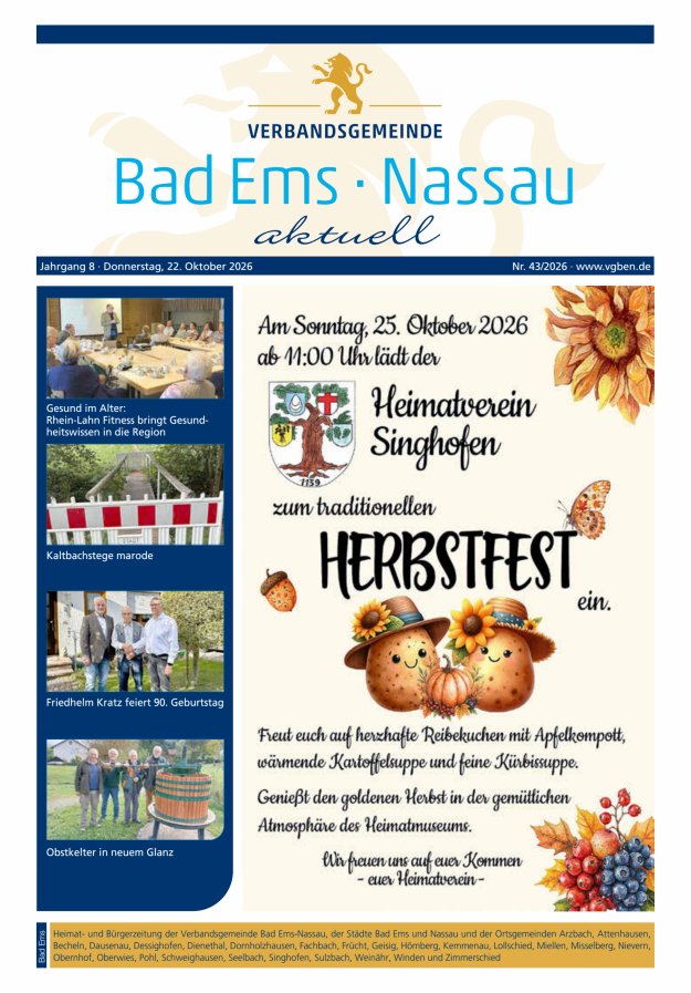 Bad Ems-Nassau aktuell Ausgabe Bad Ems Titelblatt 43/2026