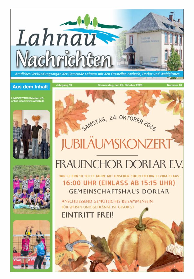 Lahnau Nachrichten Titelblatt 43/2026