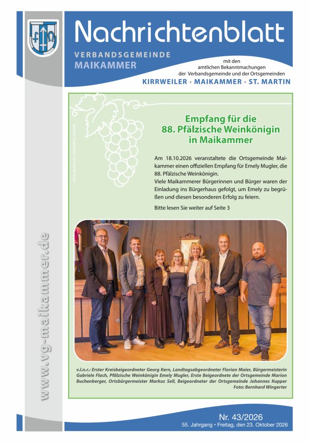 Nachrichtenblatt VG Maikammer Titelblatt 43/2026