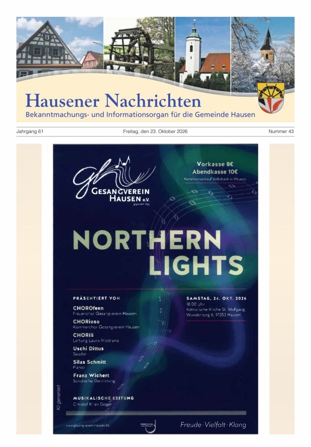 Hausener Nachrichten Titelblatt 43/2026