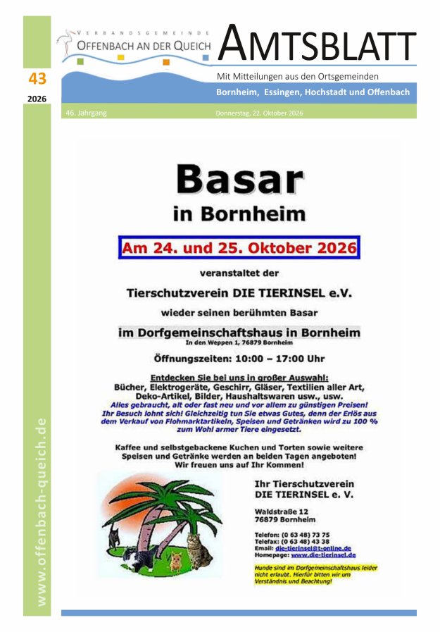 Amtsblatt VG Offenbach an der Queich Titelblatt 43/2026