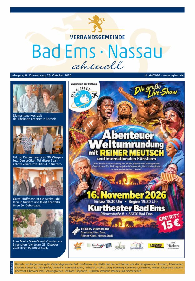 Bad Ems-Nassau aktuell Ausgabe Bad Ems Titelblatt 44/2026