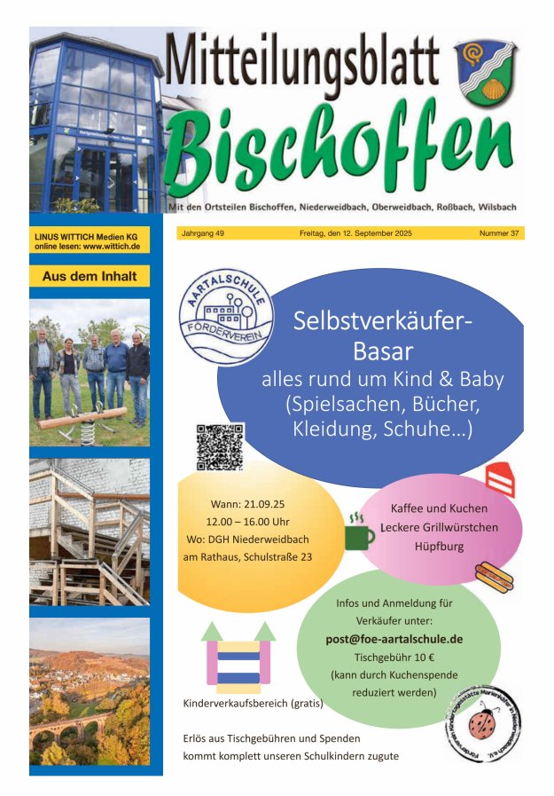 Titelblatt Mitteilungsblatt für die Gemeinde Bischoffen Ausgabe: 17/2024