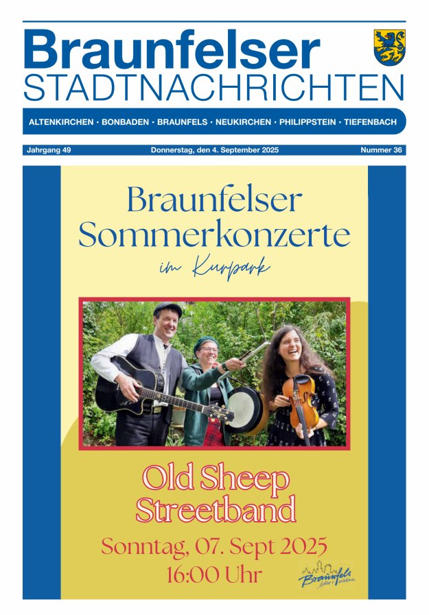 Titelblatt Braunfelser Stadtnachrichten Ausgabe: 18/2024