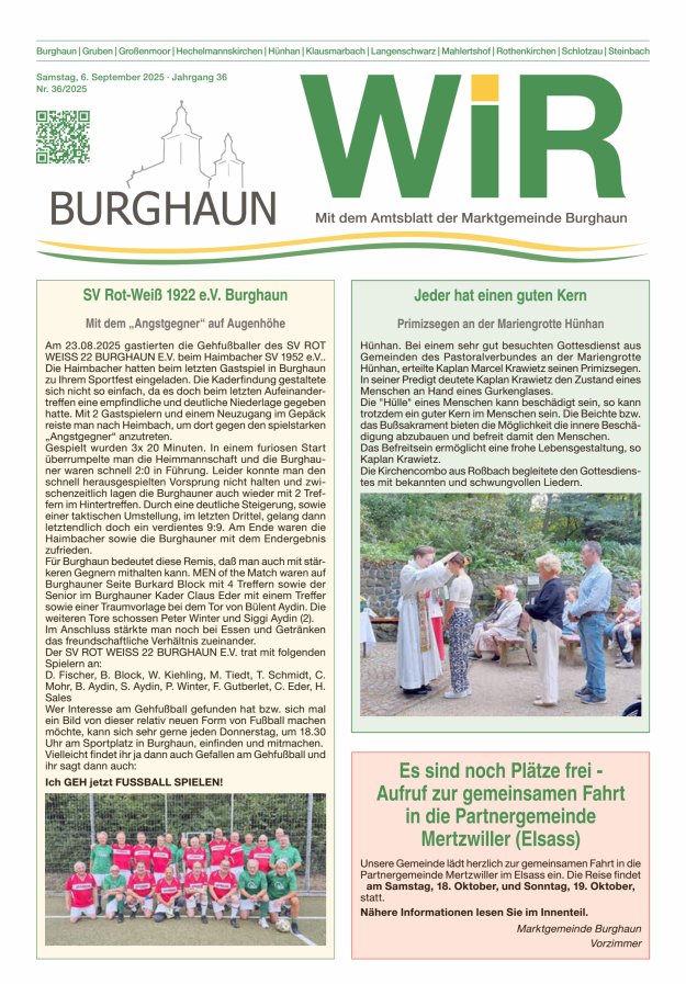 Titelblatt WIR - mit Amtsblatt der Marktgemeinde Burghaun Ausgabe: 17/2024