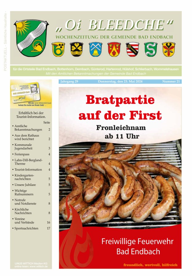 Titelblatt Oi Bleedche - Bad Endbach Ausgabe: 18/2024