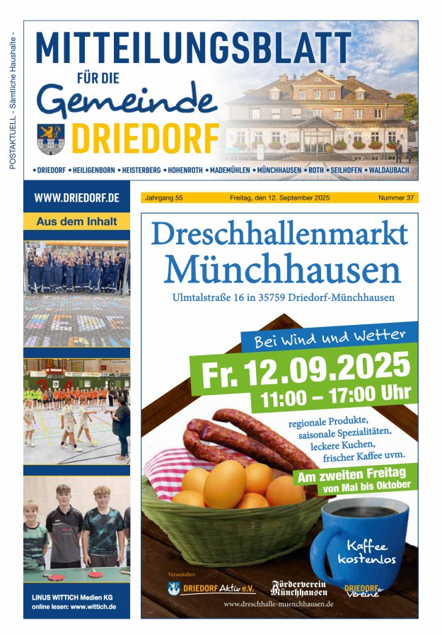 Titelblatt Mitteilungsblatt für die Gemeinde Driedorf Ausgabe: 17/2024