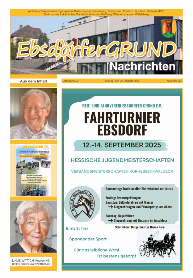 Titelblatt Ebsdorfergrund Nachrichten Ausgabe: 19/2024