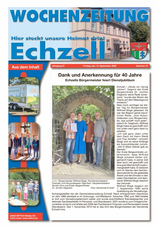 Titelblatt Wochenzeitung für die Gemeinde Echzell