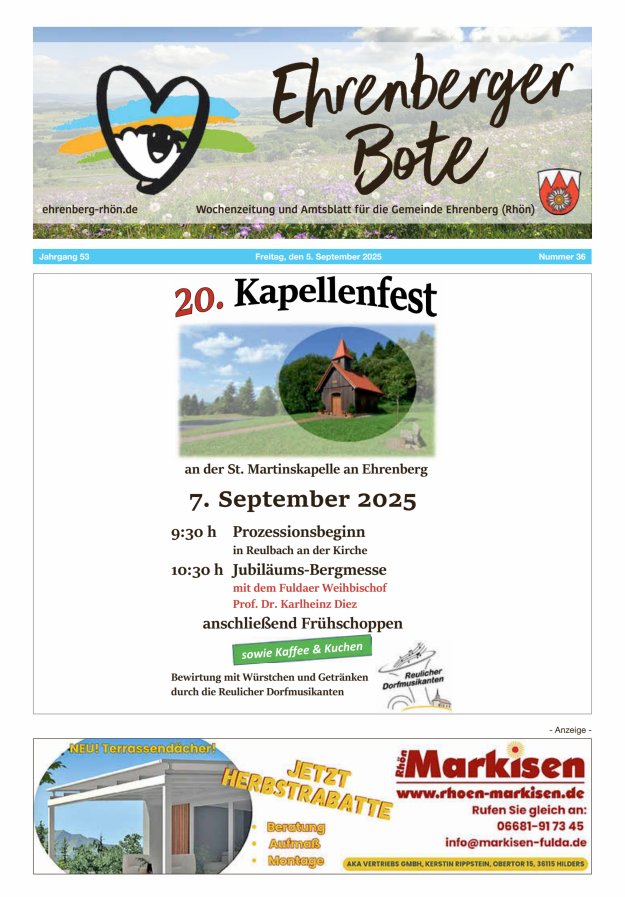 Titelblatt Ehrenberger Bote