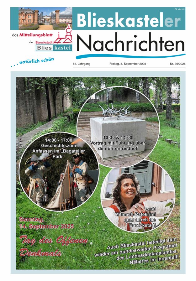 Titelblatt Blieskasteler Nachrichten  Ausgabe: 19/2024