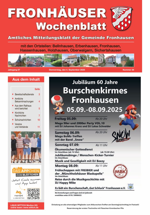 Titelblatt Fronhäuser Wochenblatt