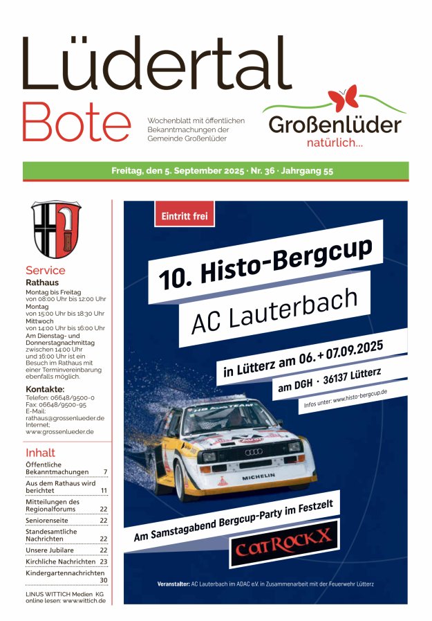 Titelblatt Wochenblatt mit öffentlichen Bekanntmachungen der Gemeinde Großenlüder