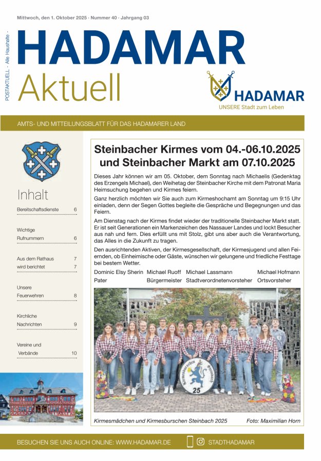 Titelblatt Hadamar aktuell Ausgabe: 18/2024