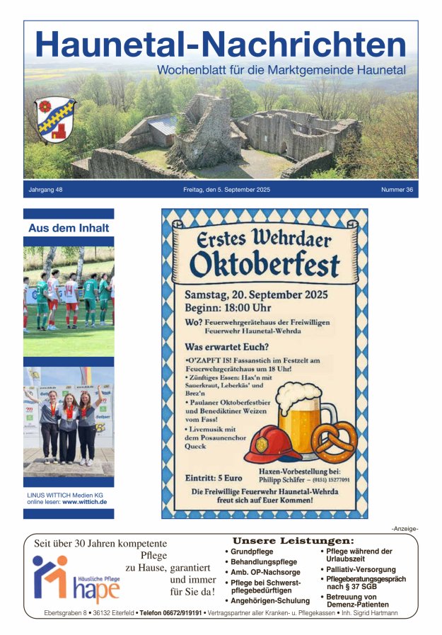Titelblatt Haunetal-Nachrichten