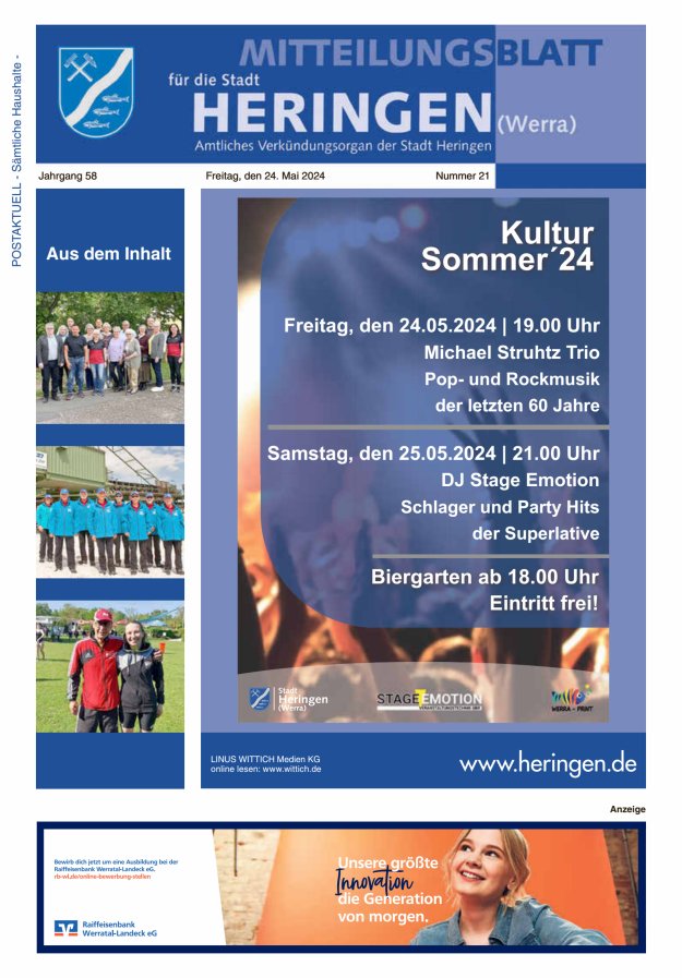 Titelblatt Mitteilungsblatt Heringen Ausgabe: 18/2024