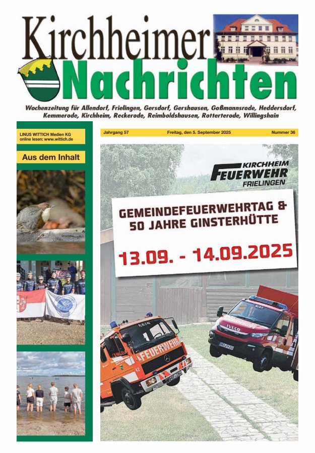 Titelblatt Kirchheimer Nachrichten Ausgabe: 20/2024