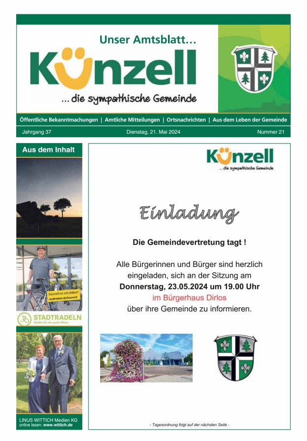 Titelblatt Künzell - Aus dem Leben der Gemeinde Ausgabe: 20/2024