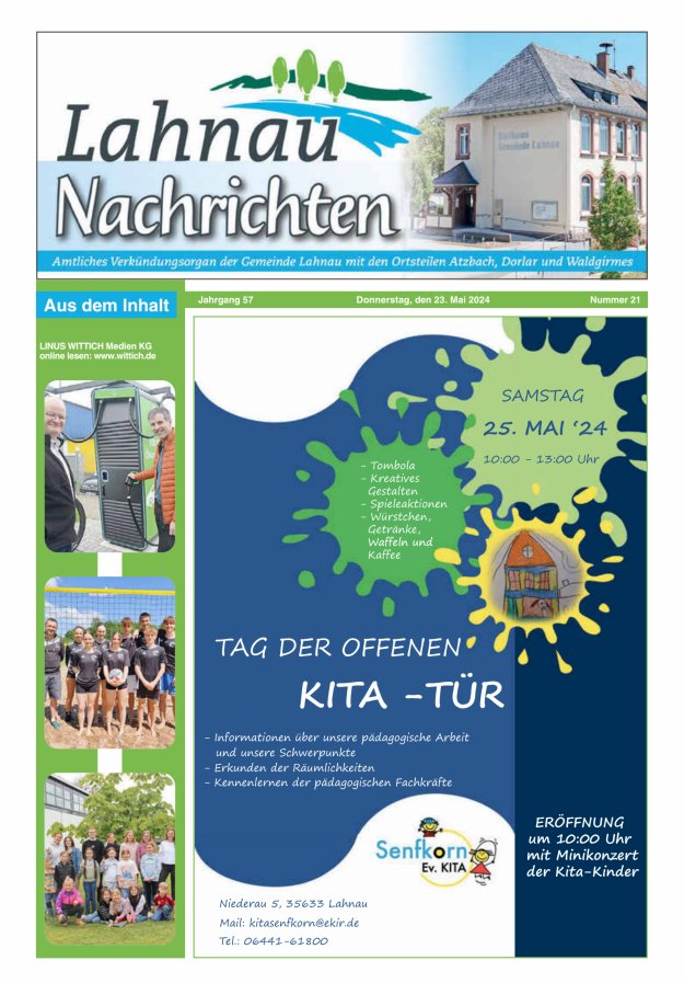 Titelblatt Lahnau Nachrichten Ausgabe: 18/2024
