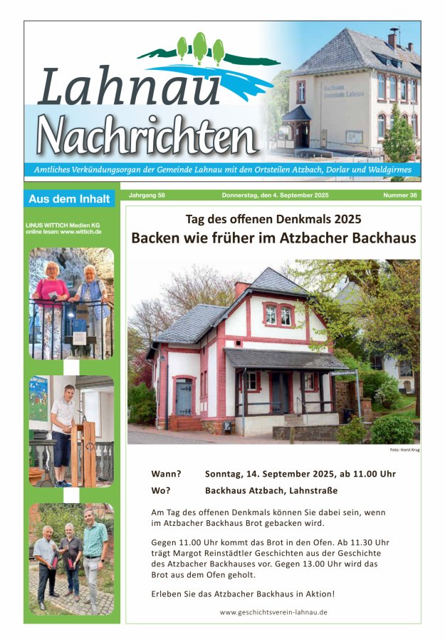 Titelblatt Lahnau Nachrichten Ausgabe: 18/2024