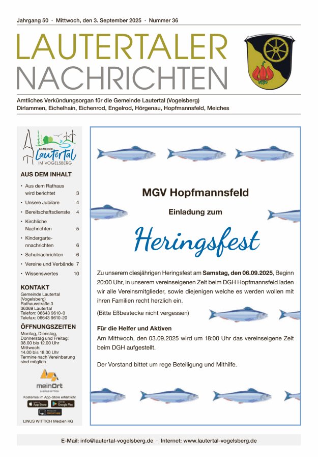 Titelblatt Lautertaler Nachrichten Ausgabe: 18/2024