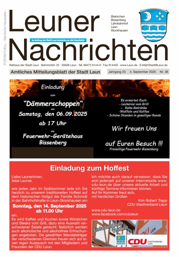 Titelblatt Leuner Nachrichten