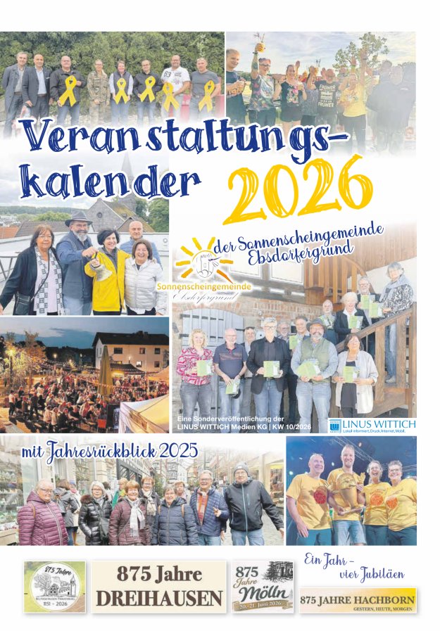 Titelblatt Veranstaltungskalender Gemeinde Ebsdorfergrund