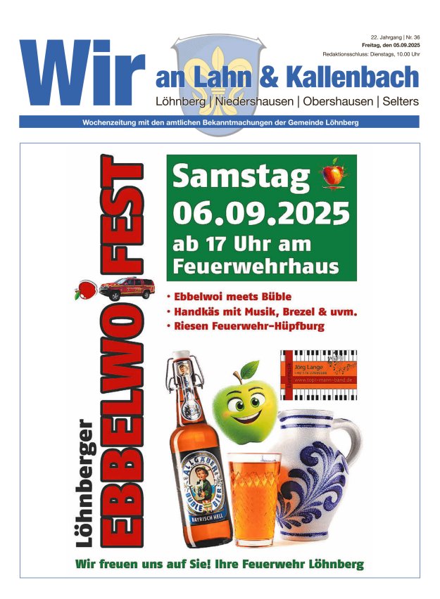 Titelblatt Amtliches Mitteilungsblatt der Gemeinde Löhnberg Ausgabe: 19/2024