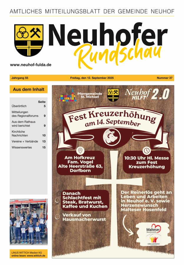 Titelblatt Neuhofer Rundschau Ausgabe: 19/2024