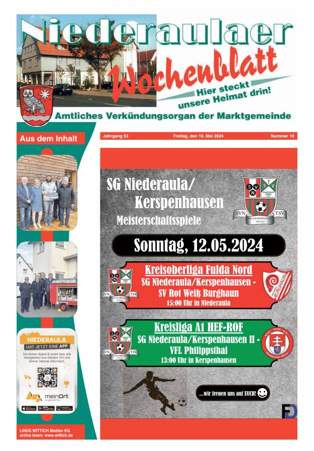 Titelblatt Niederaulaer Wochenblatt Ausgabe: 18/2024