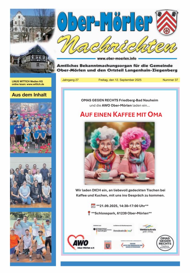 Titelblatt Ober-Mörler Nachrichten Ausgabe: 18/2024