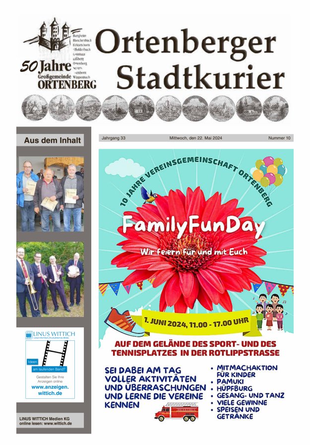 Titelblatt Ortenberger Stadtkurier Ausgabe: 08/2024