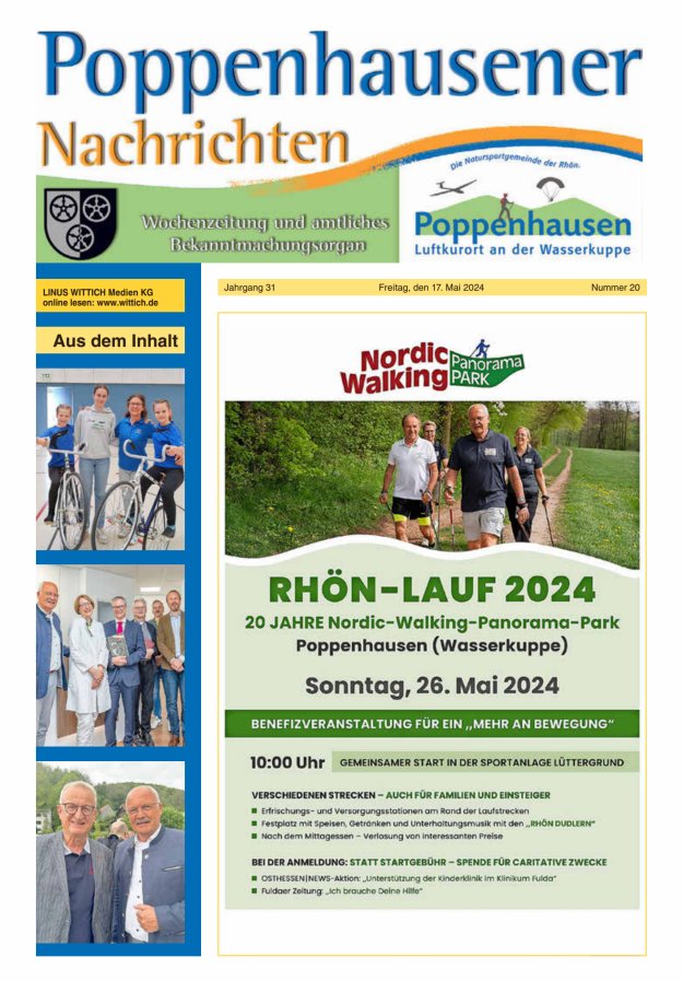 Titelblatt Poppenhausener Nachrichten Ausgabe: 19/2024