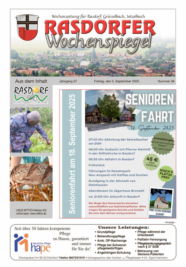Titelblatt Rasdorfer Wochenspiegel