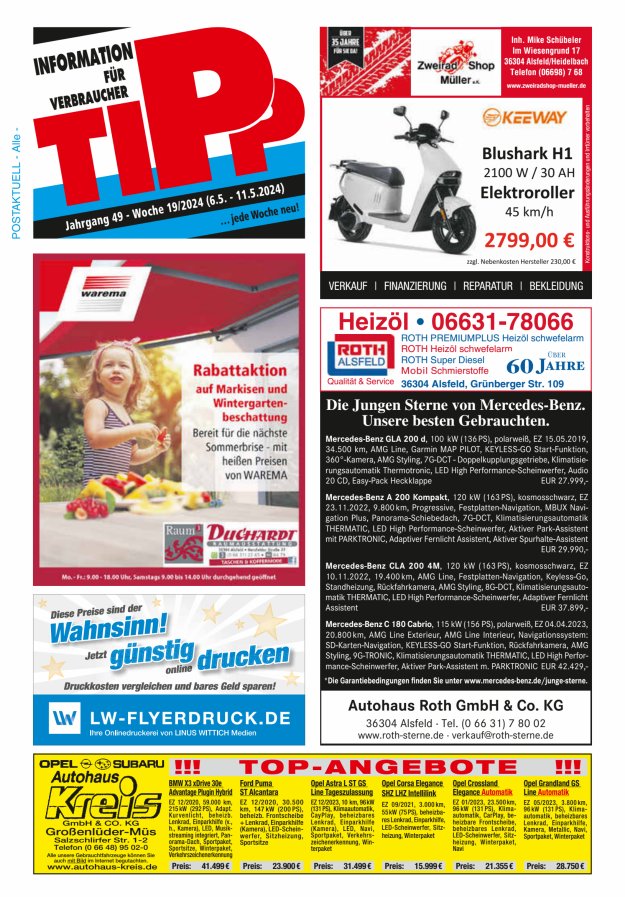 Titelblatt Tipp Vogelsberg Ausgabe: 20/2024